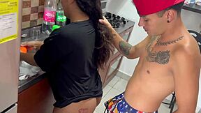 Big ass babe can't hold back sucking stepfather's cock and they record it!