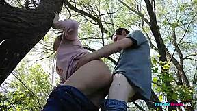 Every young man dreams of mature chubby woman with big tits giving blowjob and rough outdoor sex in forest!