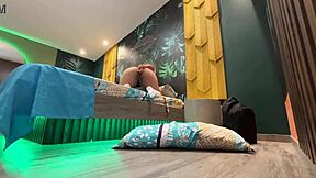 Perverted Stepdad Sneaks on Stepdaughter Masturbating and Can't Resist Shoving His Huge Cock in Her Tight Ass for Creampie