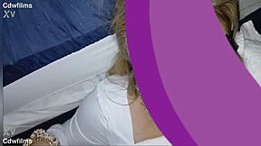 Petite Tatted White Girl Delivers Quick Blowjob Leading to Massive Facial Cumshot from Big Black Cock