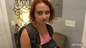 Petite ginger luna parish deeply fingers and stuffs dildo in her twat