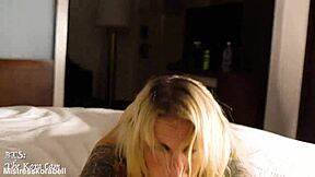 reunited hotel room rendezvous with blonde milf and big black cock in interracial blowjob and doggystyle fucking - want to join the bareback action?