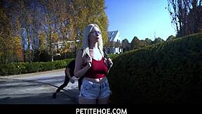 I'm walking home and big dude Vince Karter teases me for being small, petite busty blonde Roxy Risingstar says.