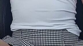 While boyfriend drives I decided to tease him and play with my toy 😏 - I cum allover his car seat