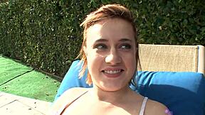 Horny 19 year old brunette gets creampie in her shaved pussy after deepthroat and doggystyle, oh man it's hot sqf