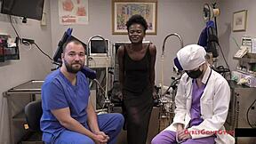 i'm rina arem in backstage nurse role with shaved pussy spreading and gaping checkup