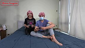 culeando a mi amigo gamer fanático de fortnite en cosplay