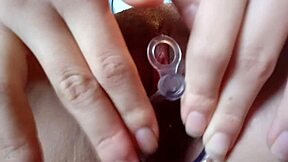 opening my asian pussy with dildo