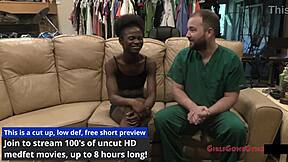 i'm rina arem in backstage nurse role with shaved pussy spreading and gaping checkup