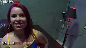 What About Redhead Cutie Dancing With Pretty Long Hair And Wet Tattoo In Night Club For Double Blowjob On Monster Cock?