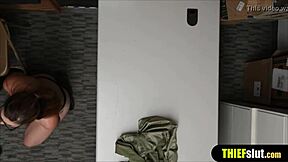 Geeky cute shoplifter gets rough fucked on cctv 😲