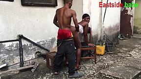 Horny ebony BBW feels sweet creampie in wet pussy during raw outdoor fucking