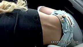 Blonde teen blows and fucks stranger in car