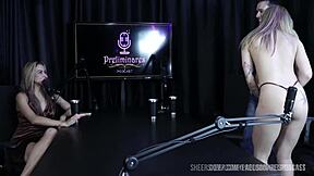 Blonde teen in lingerie gives magrinho a sloppy handjob blowjob leaving his cock all wet in bdsm casting compilation