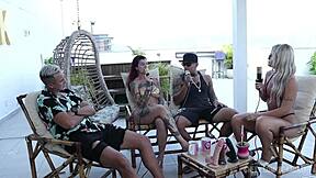 Compilados do casal Kobra no Bora Cast com Bruna Carlos e Matheus Caetano unfolded in part 1 with amateur group handjob and fetish play on Sheer Red