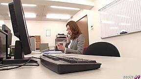 narrative skinny japanese secretary teen seduces old boss in office for uncensored blowjob and sucking action at work.