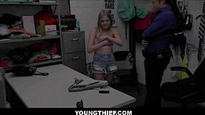 Cute tiny blonde teen caught shoplifting has multiple orgasms with officer coco lovelock marcelo
