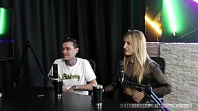 Blonde teen in lingerie gives magrinho a sloppy handjob blowjob leaving his cock all wet in bdsm casting compilation