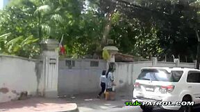 Hey, this sweet Asian teen flirts and gets her pussy slammed outdoors hard 😏