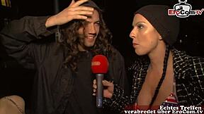 hey stranger, wanna get dragged off by this young teen for some public fun? she says in german casting.