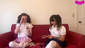taboo teen daddy's girls smoking cigars in pigtails and catholic school uniform with brunette slut lesbian action 😏🚬