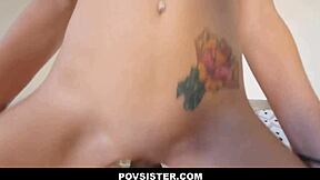 Cute tiny 18+ brunette teen 18+ stepsister Kharlie Stone family fucked by huge cock stepbrother Tony Profane pov