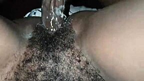 fucking a sexy petite 18+ ebony chic with her hairy wet pussy taking big cock