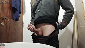 watch me stroke my monster cock in the bathroom