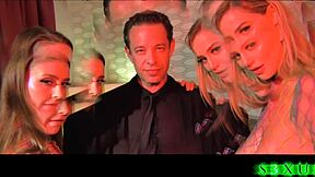 narrative laney grey and blake blossom join brad newman in backstage threesome with big tits blowjob deepthroat and creampie pov action.