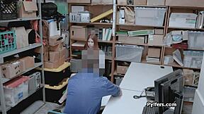 Cute redhead thief gets drilled hard by mall security on hidden cam