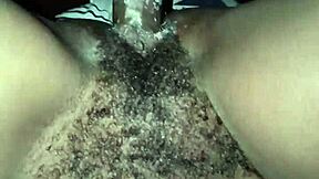 fucking a sexy petite 18+ ebony chic with her hairy wet pussy taking big cock