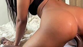 Cute brunette rides huge cock non-stop with perfect ass in amateur couple session