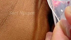 Viet Nam inner exploration of beautiful wet tight pussy inside, how does it feel to check that hairy vagina up close?