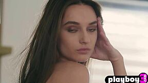 brunette gloria sol strips lingerie in solo softcore as hottest petite natural tits milf