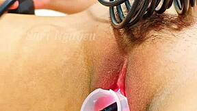 Viet Nam inner exploration of beautiful wet tight pussy inside, how does it feel to check that hairy vagina up close?