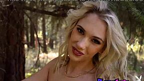 Hey petite Canadian blondie Sky Pierce, are you stripping nude in the forest for Halloween?