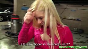 pulled that amateur blonde to flash her big boobs outdoors