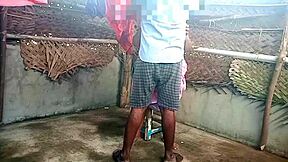 Come on, young boy, fuck this hot Indian saree aunty hard in the bedroom, she whispers during their first time.