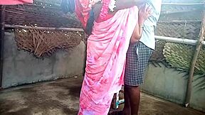 Come on, young boy, fuck this hot Indian saree aunty hard in the bedroom, she whispers during their first time.