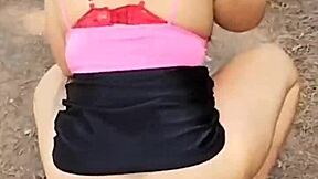 We sneak into an abandoned house for big ass blowjob and teasing crossdressing fun