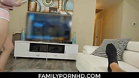 Teen blows step dad for cash with pov blowjob and cumshot