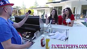milf and teen sucking that rod and getting fucked hard at the stepfamily bbq 🍖🔥
