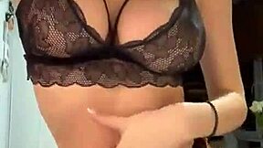 That perfect blonde is teasing in lingerie solo style