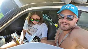 Public Pissing Teen 18+ Gives Risky Blowjob on Camping to Her Boyfriend