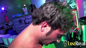 Brunette Teen at Swinger Club Engages in Anal Assfucking and Cowgirl Riding in FFM Threesome.