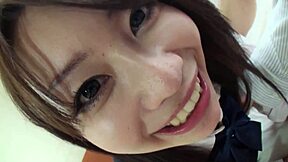 Japanese Teen Cutie Experiences Quickie Cowgirl Ride Leading to Hairy Pussy Creampie