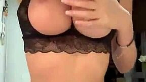 That perfect blonde is teasing in lingerie solo style