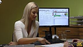 The Czech teen faces a loan agent in the office without a license but offers sex instead.