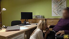 The Czech teen faces a loan agent in the office without a license but offers sex instead.