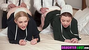 Stepfathers Discovering Both Stepdaughters' Amazing Asses and Pure Desires in Taboo Fantasy Orgy Scene